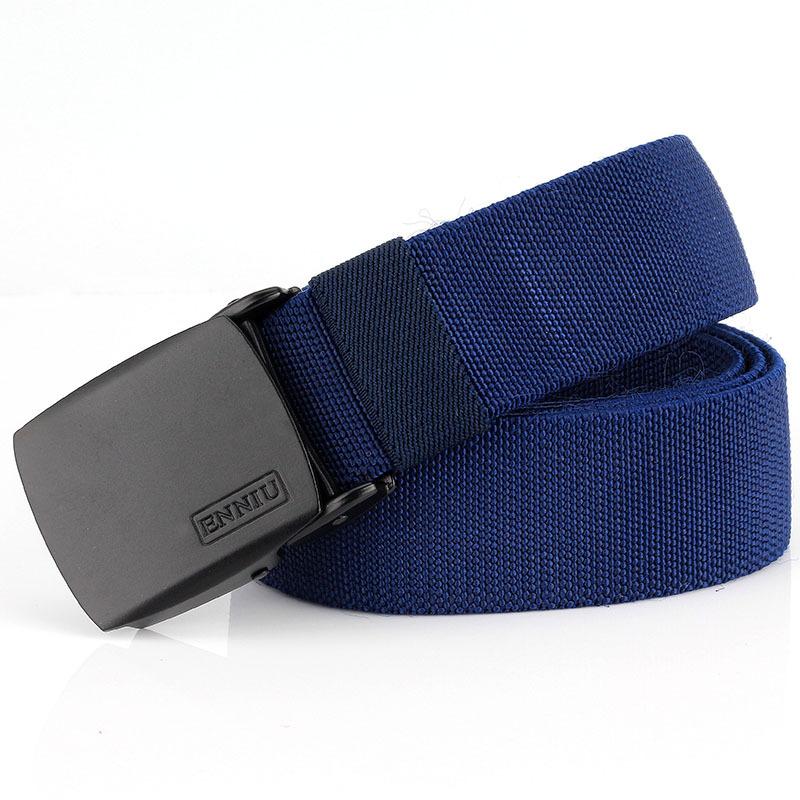 

ENNIUAlloy Пряжка Эластичный парусиновый брючный ремень Молодежный тактический нейлоновый пояс Молодежный тактический 105-125 королевский синий