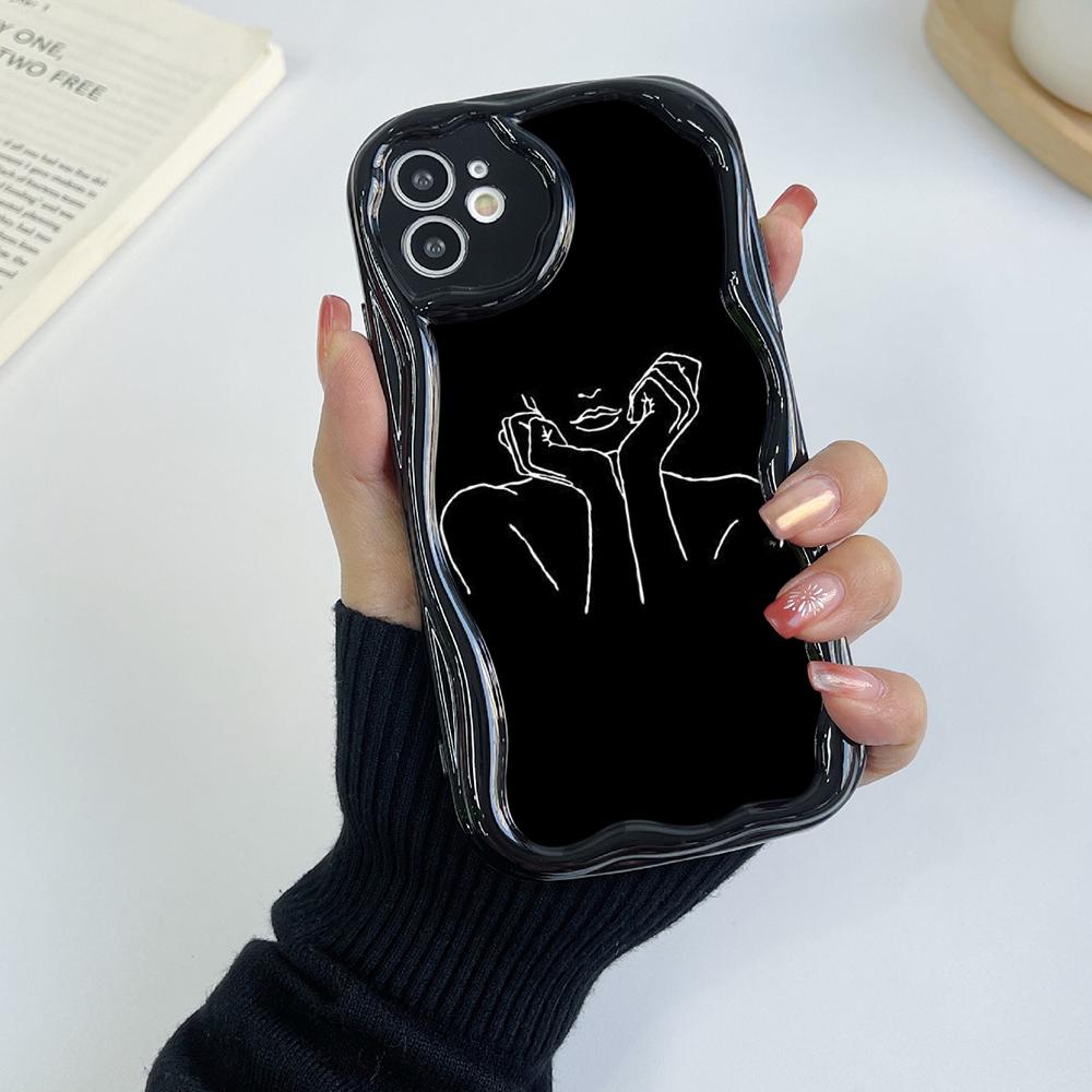 Ae79 femme Framed Black Art Protective Phone Cases for Xiaomi Poco X5 F6 Redmi Note 13 12 11 Pro 13C 12C A3 Huawei Honor 90 Wave TPU Back Cover