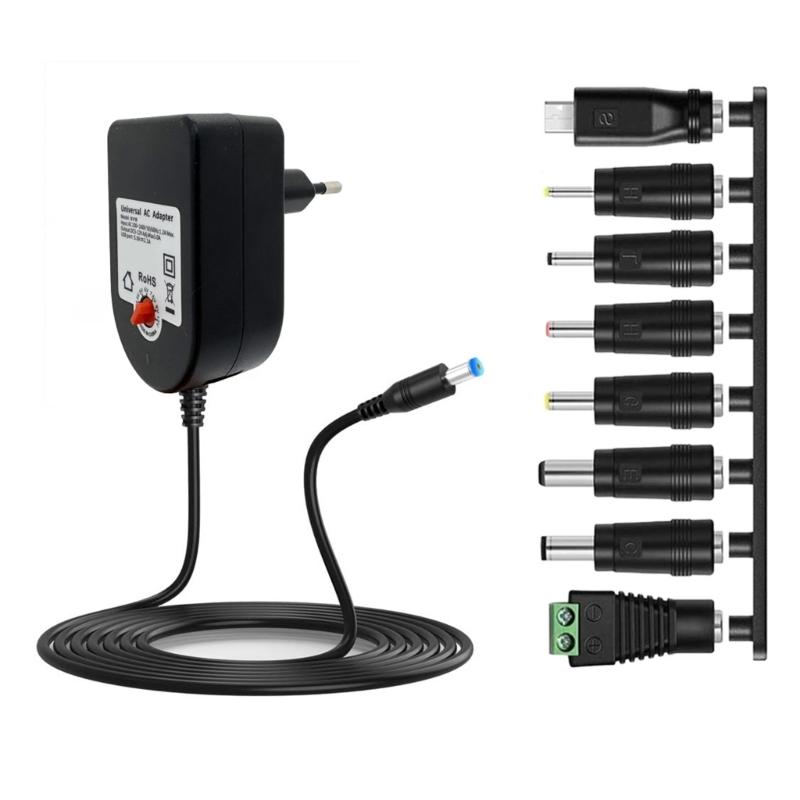 

Зарядный адаптер 36 Вт Регулируемый 3-12 В AC100-240 В к DC5521 Зарядное устройство со сменным наконечником 1