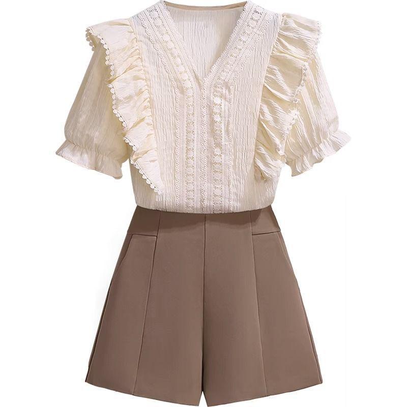 Elegant Summer Two-Piece Wide Shorts Set