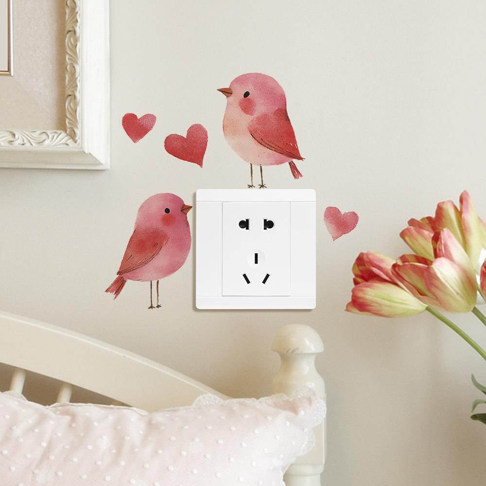 Green Plants Rose Daisies Peony Flowers Leaf Switch Stickers Home Decoration Wall Stickers Self-adhesive