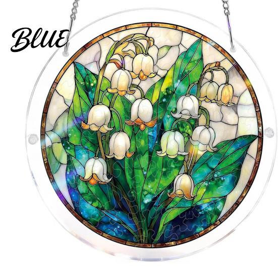 Vibrant Light Projection Decor Acrylic Puzzles Sun Catcher Stained Glass Effect Window Hanging Decor Colorful Catcher Hummingbird Flowers