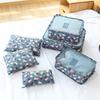 Korean Floral 6-Piece Travel Organizer Set - Large Size Storage Bags for Travel