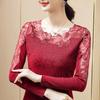 Lace Long Sleeve T Shirt With Mesh Fabric For Womens Elegant Office Wear
