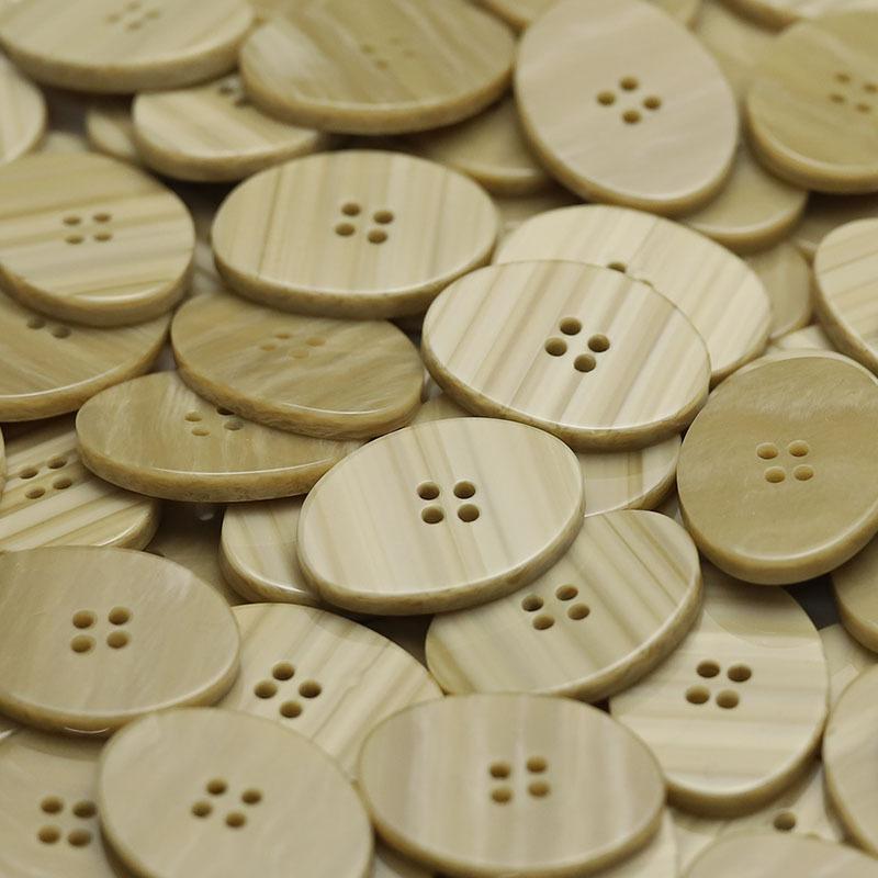 Four-Eye Oval Wood Grain Resin Button Women'S Coat Coat Button Double-Sided Woolen Clothing Button