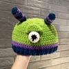 Herbst und Winter neue freche lustige großäugige Shrek gestrickte Wollmütze niedliche warme Cartoon niedliche Mütze