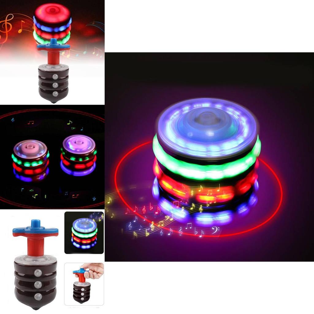 Colorful Flashing Musical Plastic Spinning Top Set With Battery-powered Lights