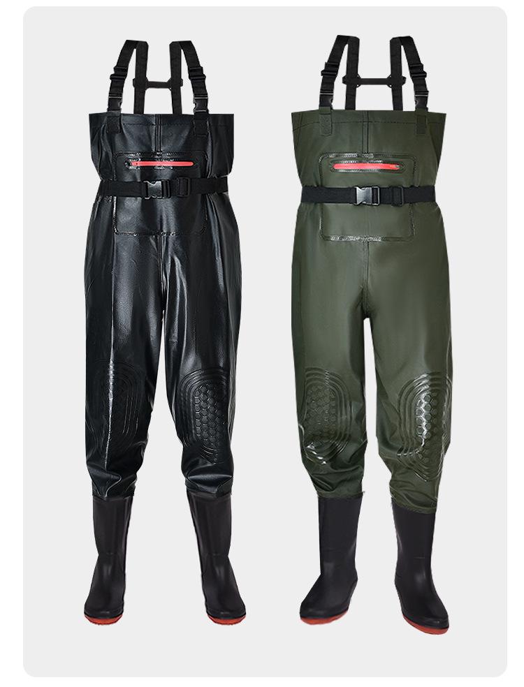 Heavy-Duty Waterproof Overalls: Thick, Wear-Resistant Half-Body Waders for Aquaculture.