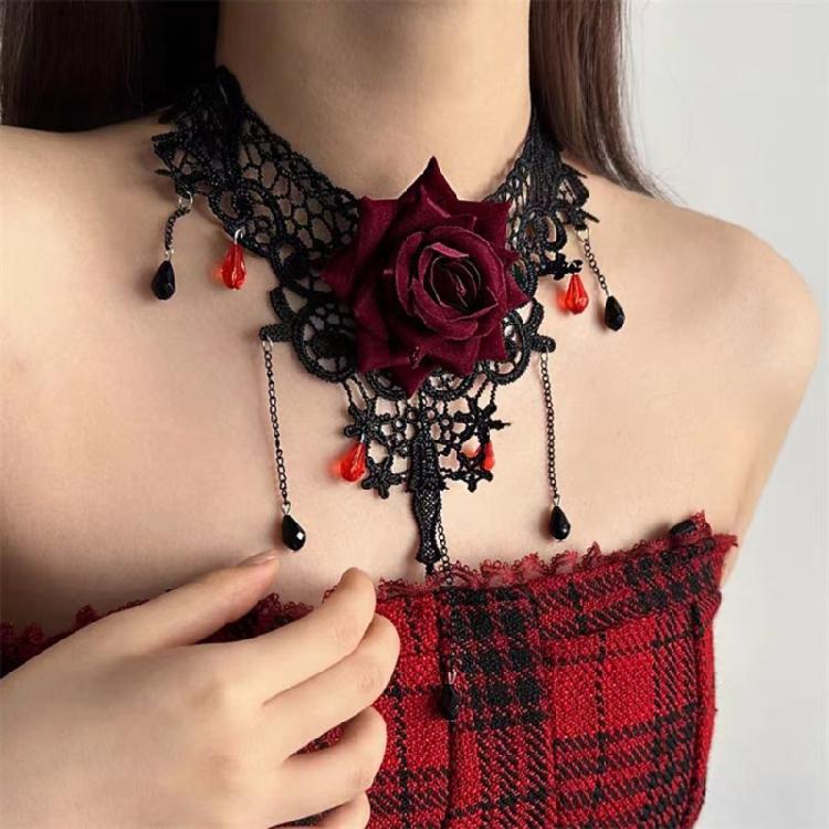 Delicate Electroplated Rose Pendant Jewelry With Adjustable Chain Perfect As Halloween Costume Accessory Or Gothic Gift