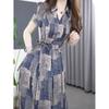 Summer Fashion Floral Print Dress Women Elegant Sash Waist Slim Midi Dress Stylish Personality
