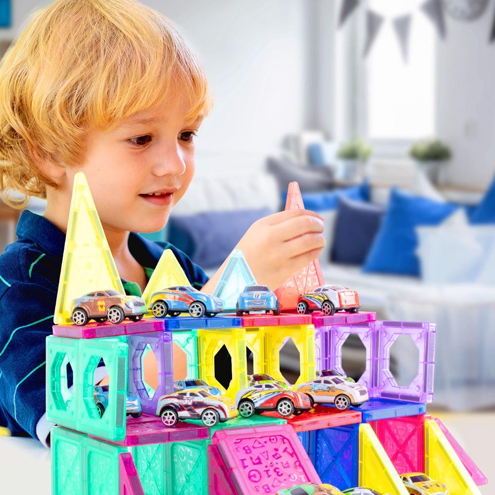Magnetic 3D Construction Educational Blocks 68Pcs with 20 Cars