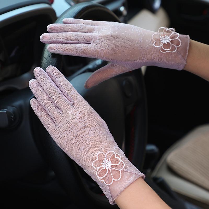 Women's Sun Protection Gloves Spring and Summer Thin Lace Touch Screen Gloves Driving Breathable Outdoor Sunshade Cycling Gloves