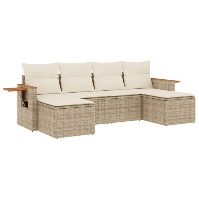 VidaXL Garden Lounge Set with Cushions 6 Pcs, Patio Sofas, Patio Furniture Set, Outdoor Furniture, Beige 3259461