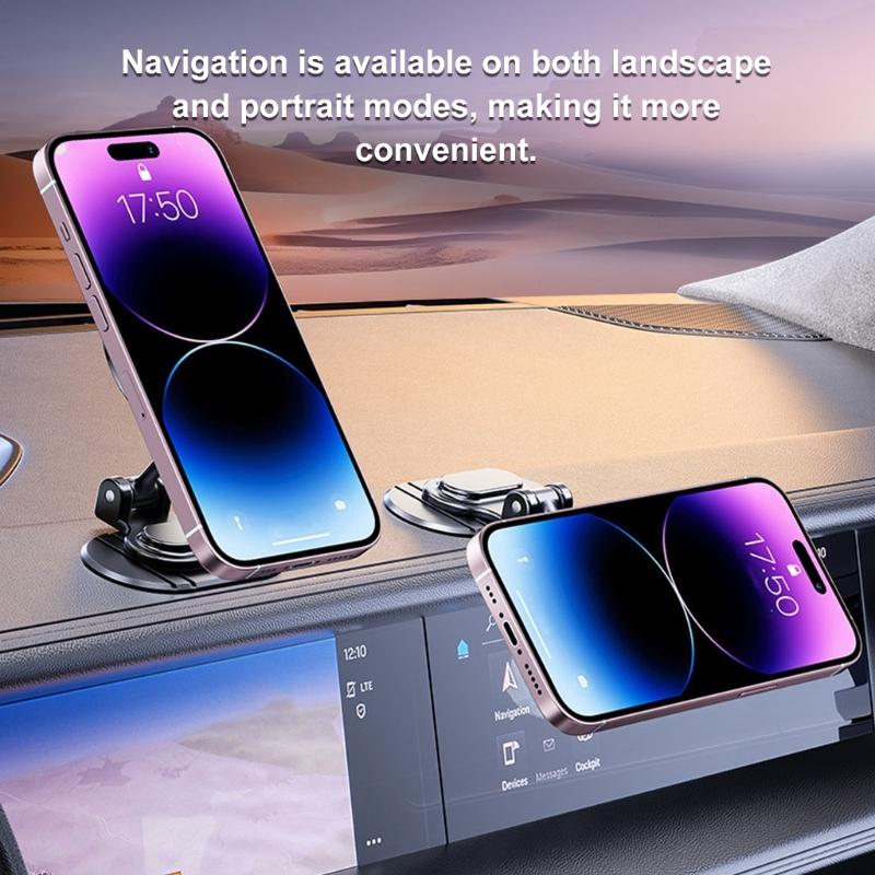 Universal Foldable Car Dashboards Phone Mount with Aluminum Base Secure Magnetic Grip Easy to Use for All Smartphones