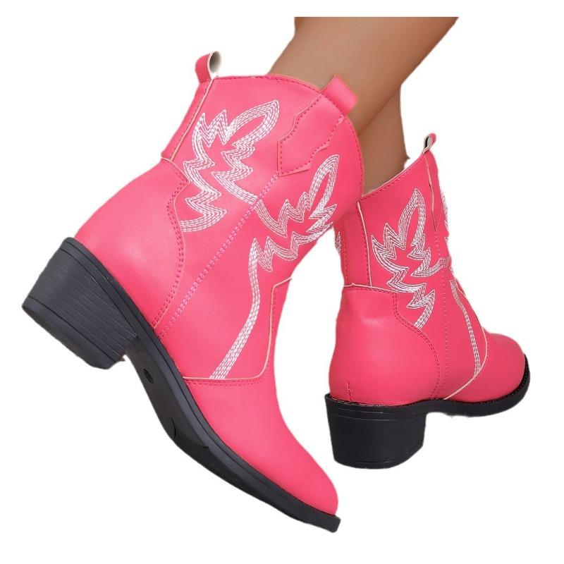 Large size women's boots autumn new pointed square heel short tube sewing line retro short boots women