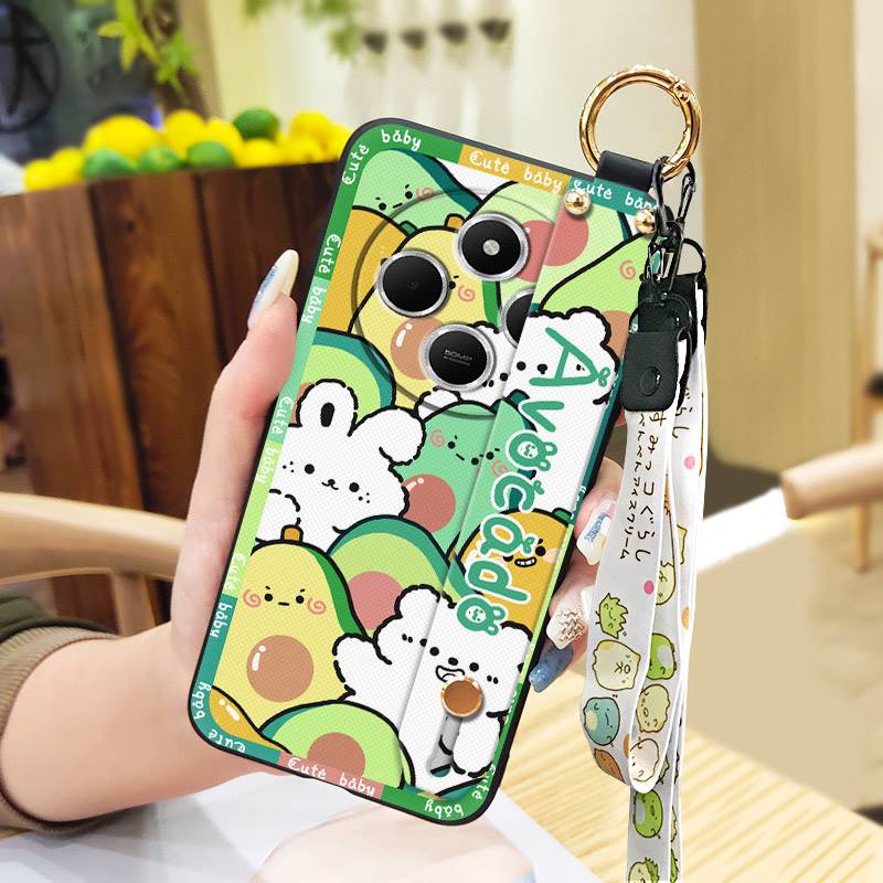 Wristband Back Cover Phone Case For Redmi A4 5G Shockproof Protective Waterproof Soft Case Kickstand Anti-knock Cute