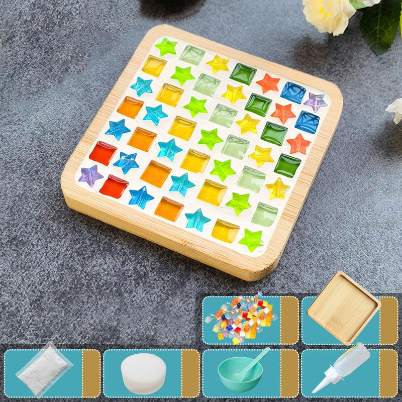 Handmade Diy Mosaic Cup Mat Bottom Bamboo Pad Early Education Free Creation Handicraft Toys