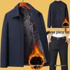 Men's Thickened Plush Jacket: Stylish Autumn/Winter Coat for Middle-Aged and Elderly Men