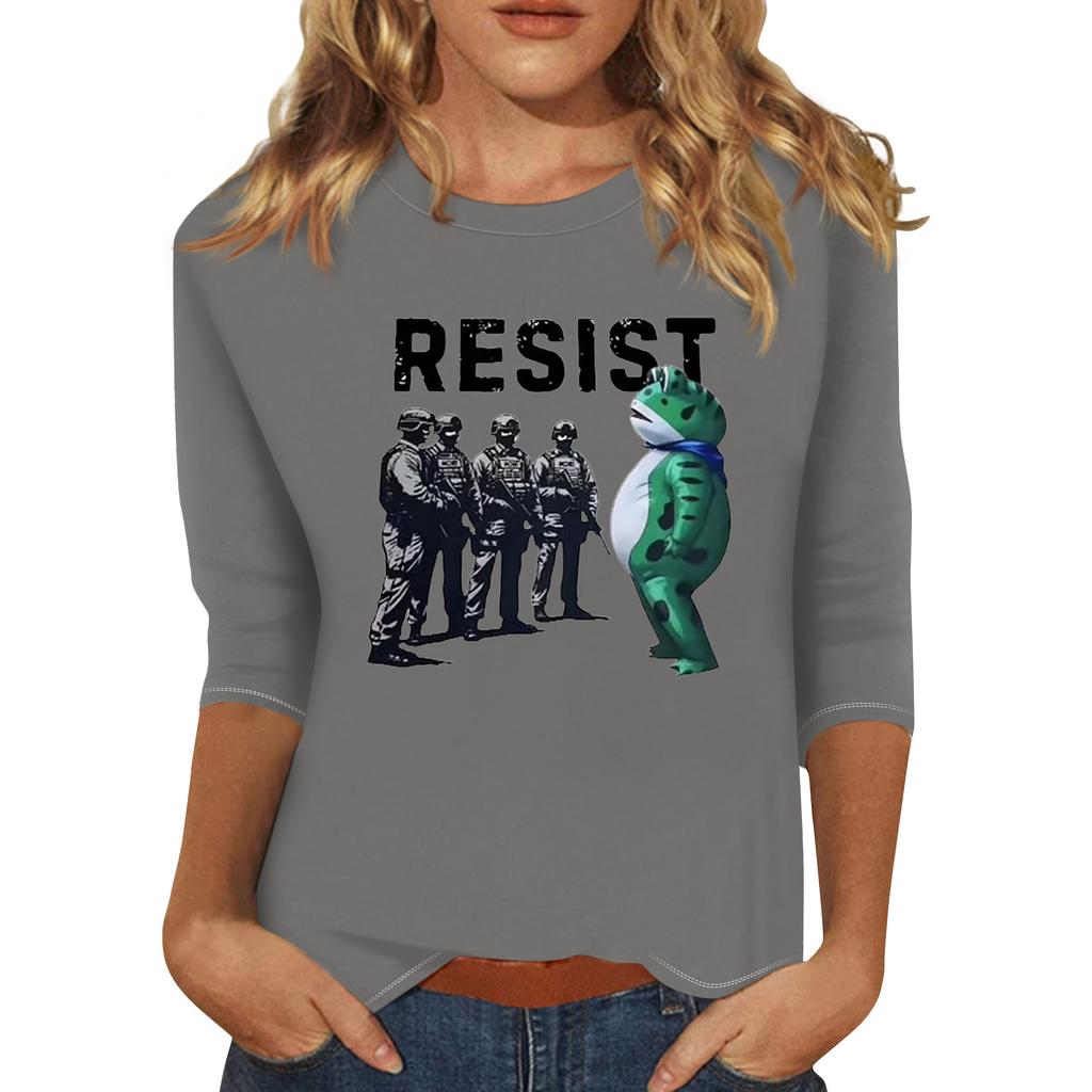 Women's Fashionable Casual Three-quarter Sleeve Round Neck Top