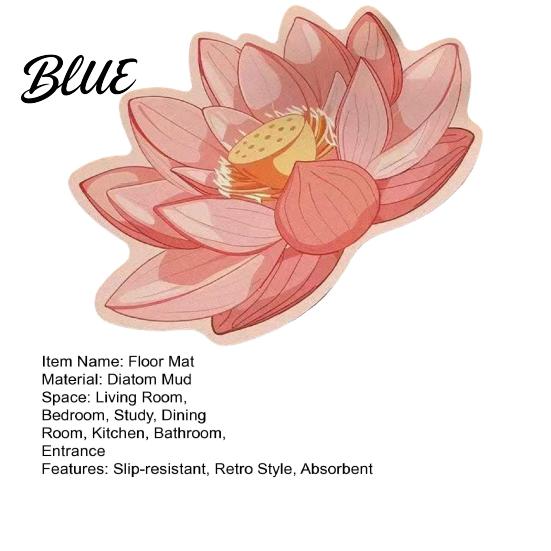 Fast-drying Sink Mat Absorbent Safety Earth Bathroom Floor Diatomaceous Lotus Leaf Rug Non-Slip Flower