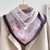 Chinese Camellia Red Cotton and Linen Feel Scarf Women's Small Square Scarf Spring, Autumn and Winter Thin Neck Multifunctional Scarf