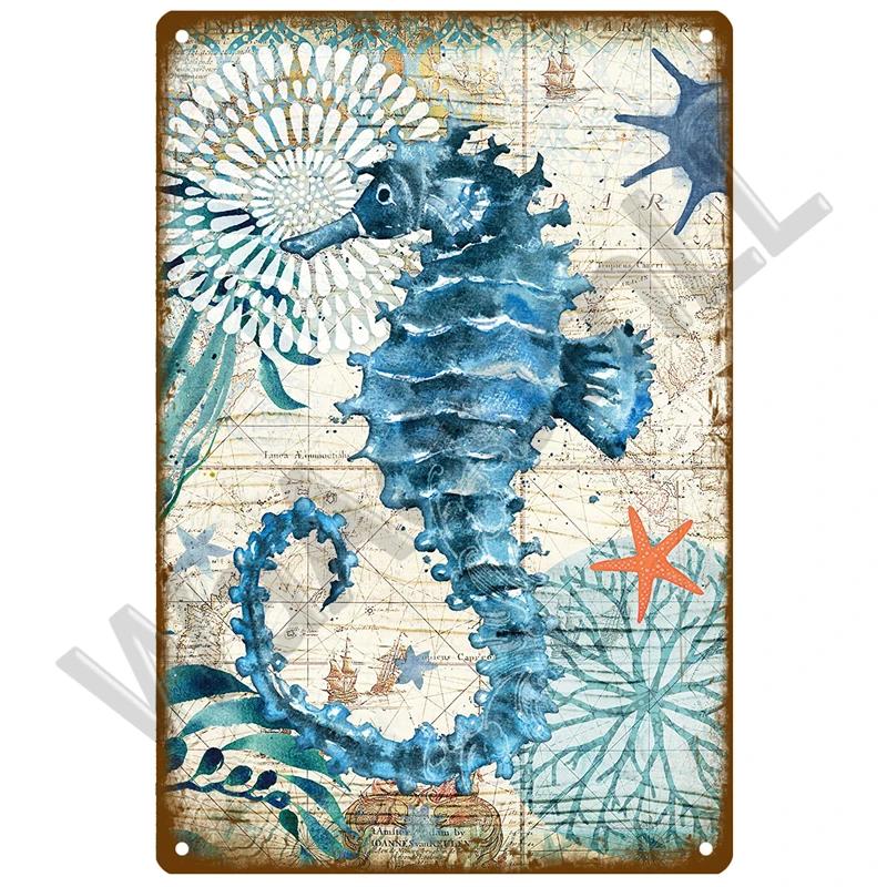 Beach Tin Sign Plaque Metal Summer Sign Metal Plate Wall Decor For Beach Bar House Surf Club Decorative Iron Painting Poster