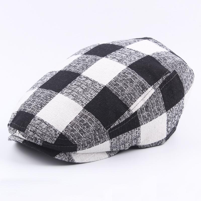 Men'S Autumn Thin Plaid Coarse Cloth Beret Outdoor Sunscreen Sun Hat Women'S Trend Forward Hat