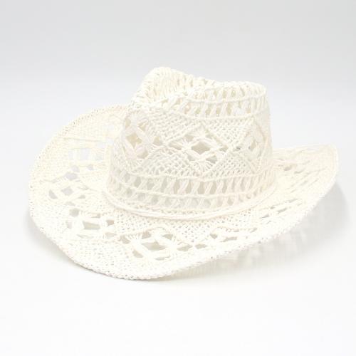 Cappelli da cowboy in paglia da spiaggia, traspiranti, con tesa larga, da uomo e da donna, estivi, intrecciati a mano, con protezione solare