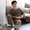 Pajamas Men's winter thickened fleece flannel can be worn outside pullover large size loungewear coral fleece autumn and winter suit