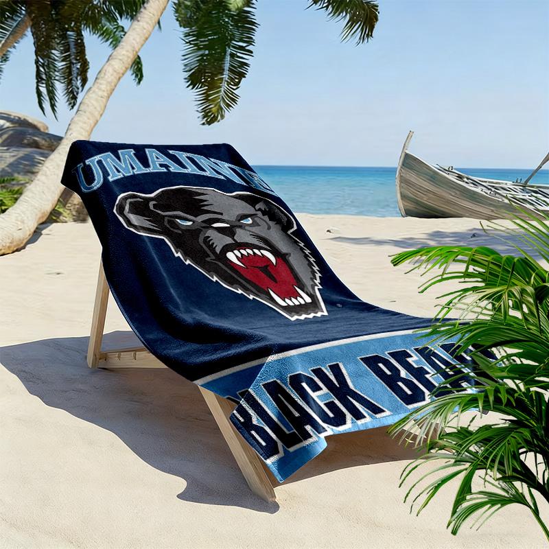 Asciugamano da Spiaggia Stampa Maine Black Bears, Asciugamano Grande Morbido Asciugatura Rapida per Spiaggia Campeggio Nuoto