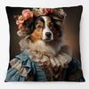 Hund med blommig huvudbonad Rokoko-stil Affisch Kuddfodral Örngott