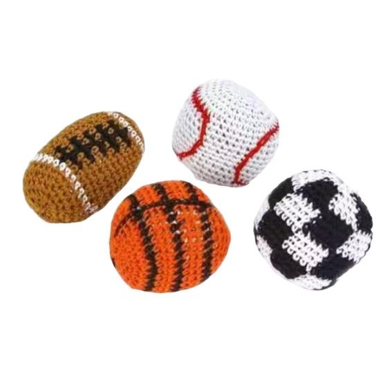 

4Pcs Hand-Made Knitted Set Footbag Footbag for Colorful Crochet Adults & Beginners