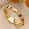 New Women's Watches  Luxury Elegant Ladies Wrist Watch Colorful Rhinestone Quartz Wristwatch Vintage Dress Gift Small Clock