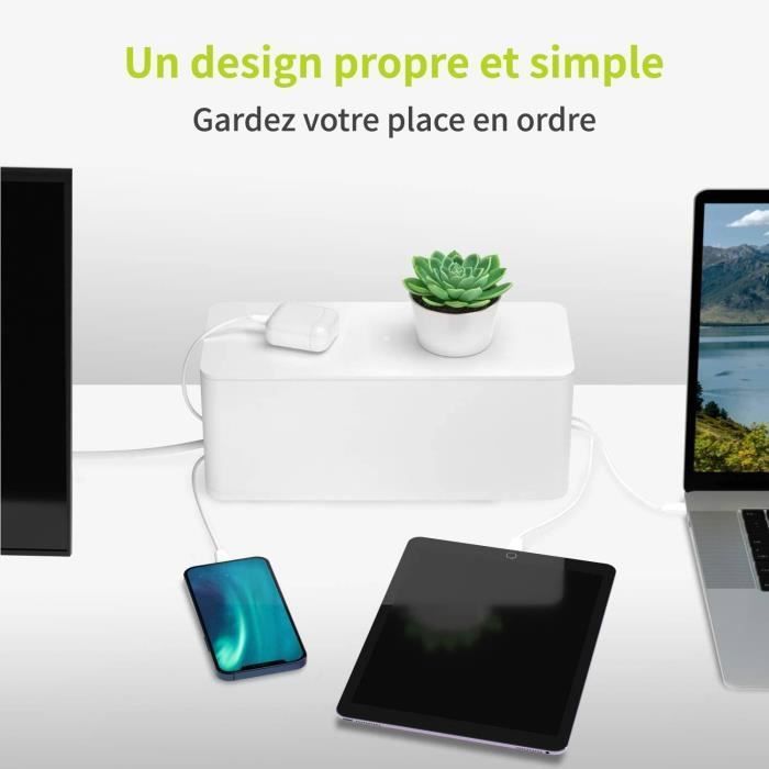 Acropaq boîte cache câble l (32 x 13 x 13 cm)- cache multiprise, boîte rangement câble- boîte multiprise- polystyrène-blanc