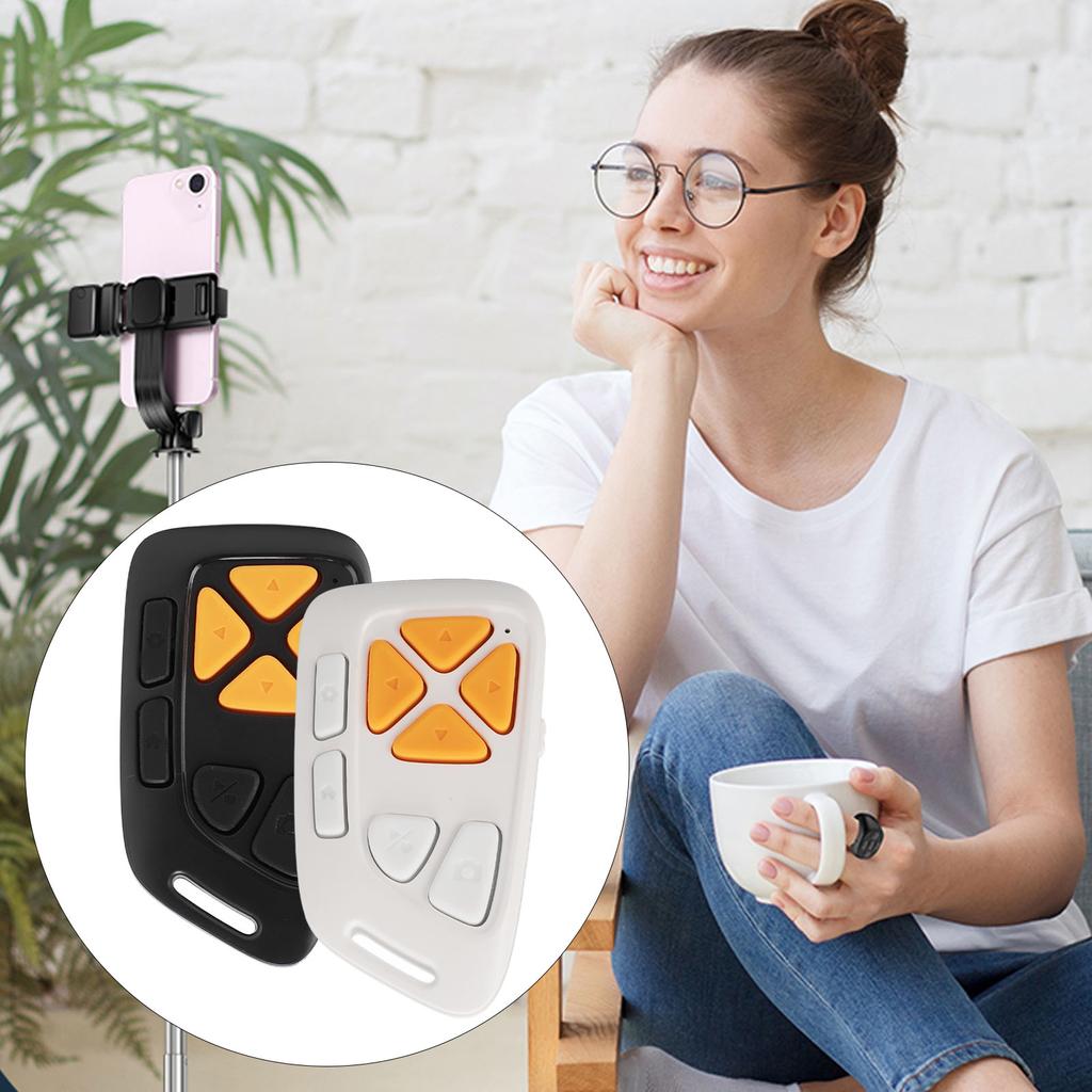 Phone Remote Control Bluetooth Page Turner Wireless Camera Shutter Video Scrolling Clicker with Mute