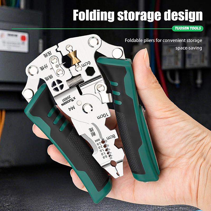 Multi Functional Foldable Wire Stripping Pliers Cable Cutter Stripper Pliers Electrician Hand Tool For Wires Cutting Crimping
