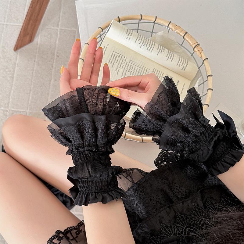 Lolita Ballet Lace Arm Sleeves: Sun Protection, Thin, White, Summer Style