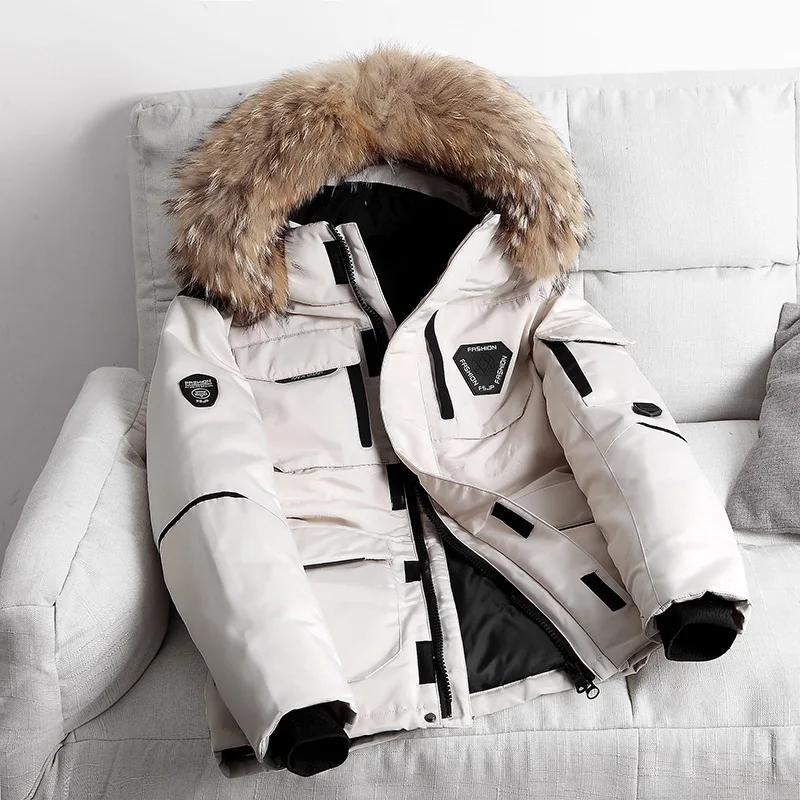 Winter Outdoor Men's and Women's Mid To Long Down Jacket Men's Winter Lovers Thickened Coat Work Clothes