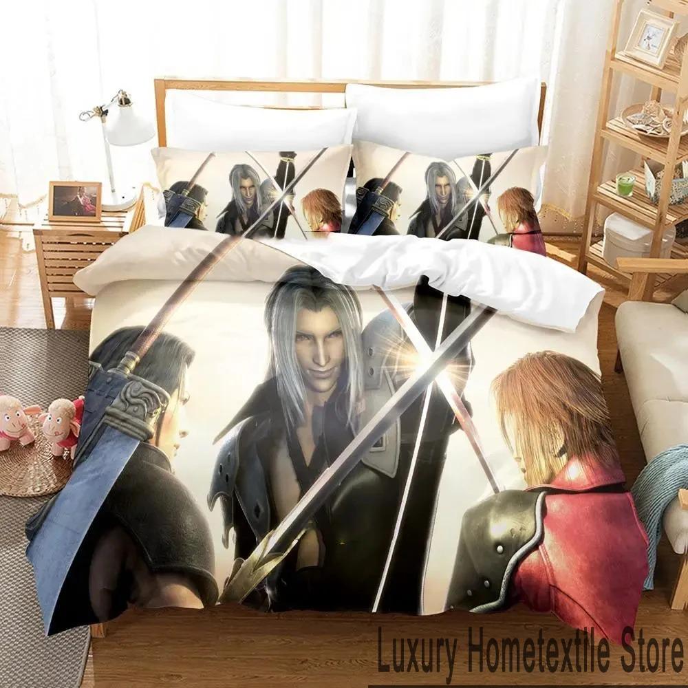 3D Print Game Crisis Core Final Fantasy VII Bedding Set Boys Girls Twin Queen King Size Duvet Cover Pillowcase Bed Boys Adult