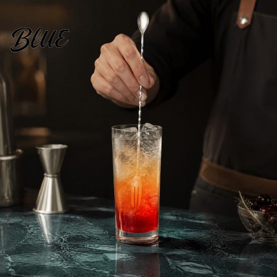 Stainless Steel Cocktail Drink Spoon Spoon Stirrer Mixing Stirrer Bar Long Handle Barista Coffee Stirring Tool with Spiral Twisted