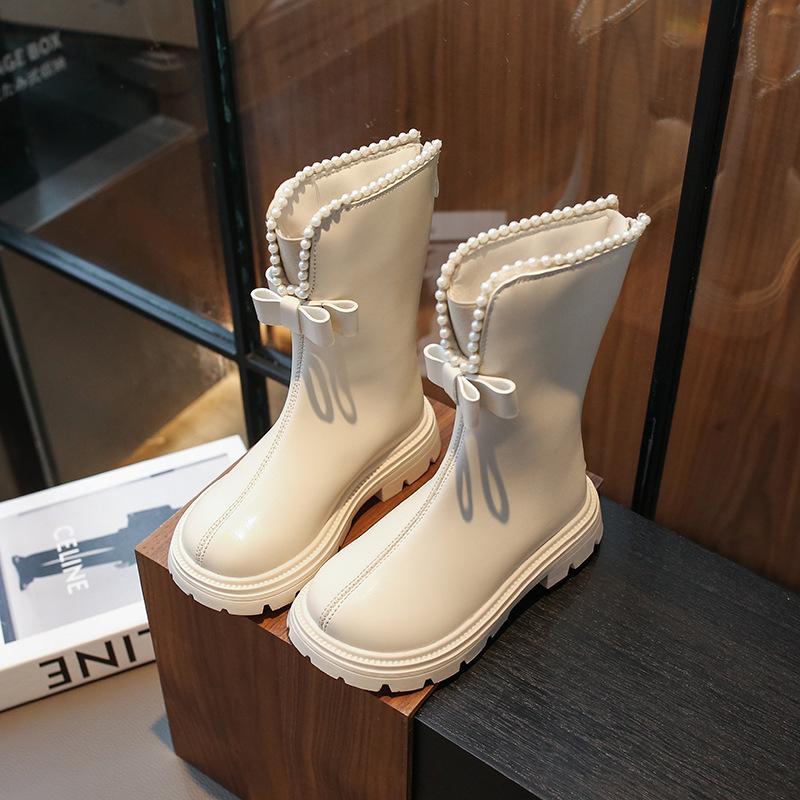 

Ботинки принцессы из хлопка с бархатными высокими сапогами, новая коллекция осень/зима, модные универсальные, мягкие, кожаные, средней высоты, кожаные сапоги 34 белый