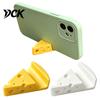 Office Desk Phone Stand 3D Printed Cheese Holder, Cute Mini Mount with Creative Holder Keychain Ring, Lightweight Portable Desktop for Tablet