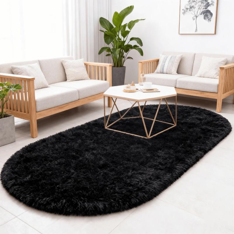 Rainbow Plush Carpet Oval Fluffy Rug For Girl Bedroom Long Pile Soft Beside Mat Large Area Rug Living Room Shaggy Kids Playroom Mat