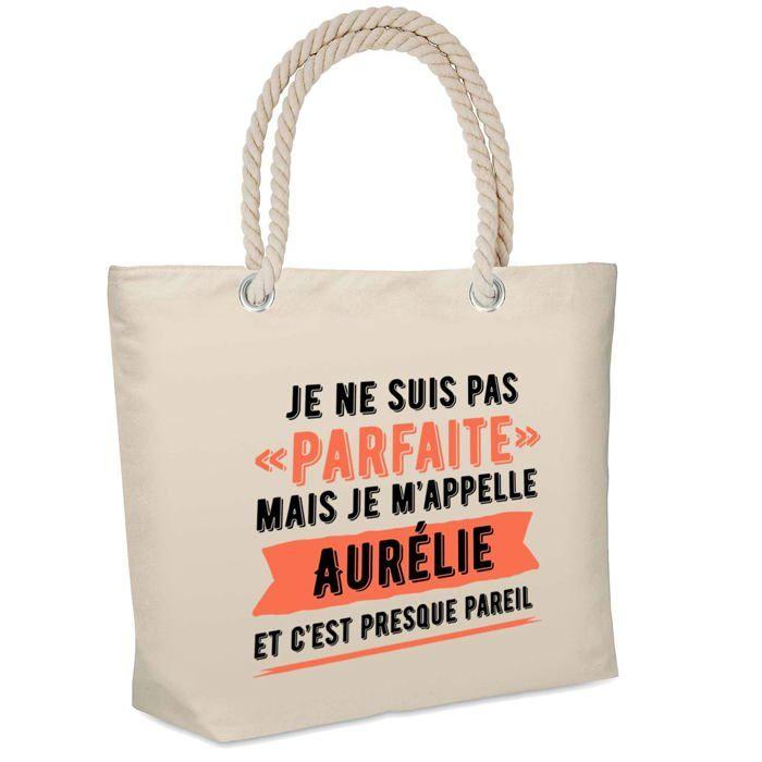Sac de plage - PLANETEE - Isotherme Aurélie Parfaite - Coton naturel - Grande contenance - Imprimé humour (France)
