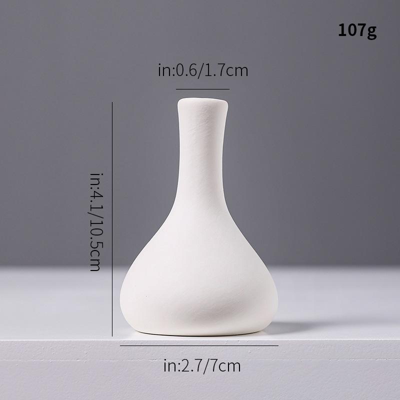 White Ceramic Mini Vase, Chinese Minimalist Desktop Hydroponic Pot for Dried Flowers, Aesthetic