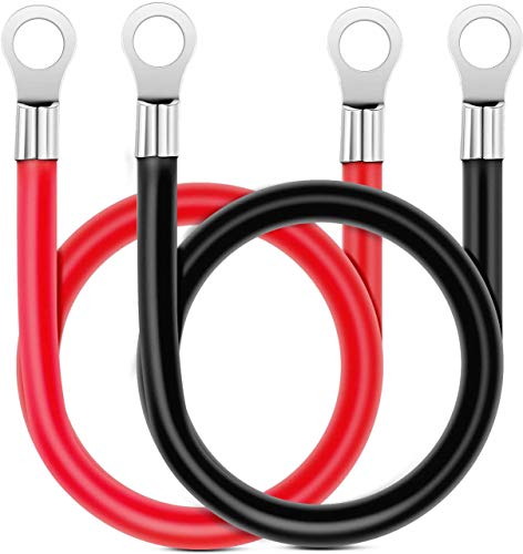 Kiligen 80cm Battery Inverter Cable 12V-24V 16mm² 5AWG (Max 100A) Battery Cable Red and Black Auto Battery Leads with Ring Terminals Copper Flexi
