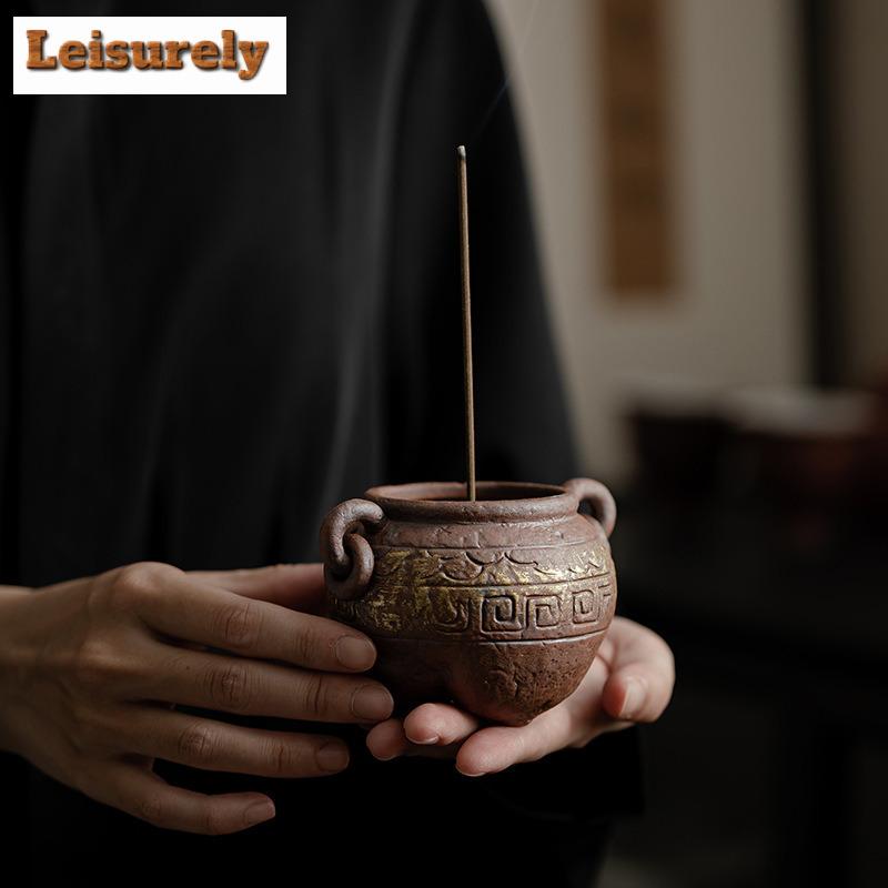 Ancient Tripod Aromatherapy Insert Holder Chinese Zen Thread Incense Burner Creative Aroma Seat Tray Tea Room Desktop Decoration