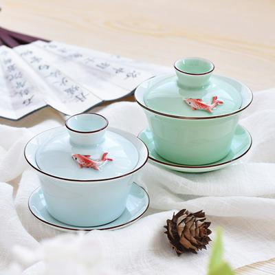 Chinese Style Ceramic Small Fish Gaiwan Teacup Kungfu Tea Bowl Cover Bowl Drinkware Teaware Accessories Decoration Gifts New