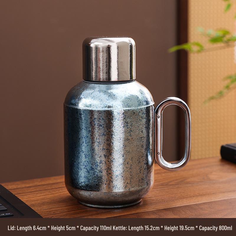 High-End 2026 Pure Titanium Stewed Tea Pot & Large Capacity Thermos Cup Set 800ml