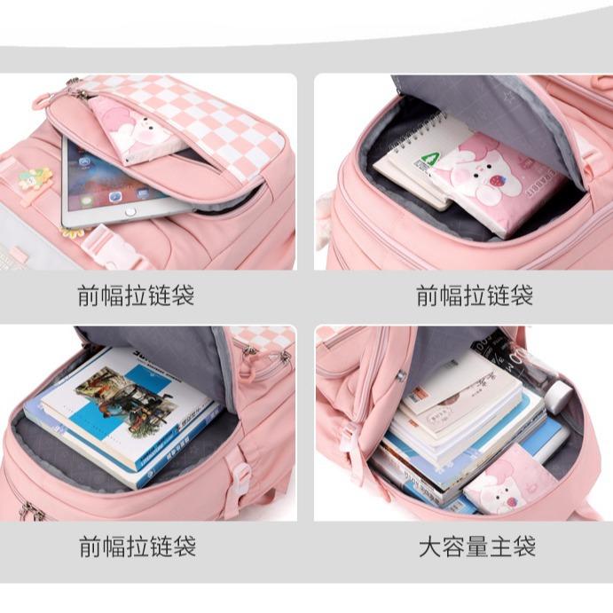 Girls Junior High School Students Schoolbag Middle School Burden Reduction Ridge Protection Large Capacity Wind High Quality School Simple Backpack